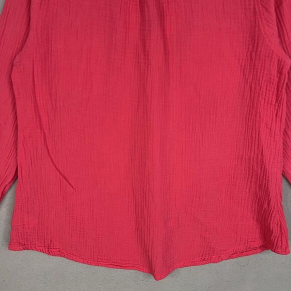 Mote Shirt Womens 2XL Pink Hot Bright Fuchsia Gauze Coastal Resort Vacation Fem - Picture 7 of 14